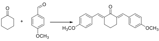 تحضير 6،2-ثنائي ترانس (4- ميثوكسي بنزيليدين) سیکلوهكسان -1-أون  2,6-bis((E)-4-methoxybenzylidene)cyclohexan-1-one