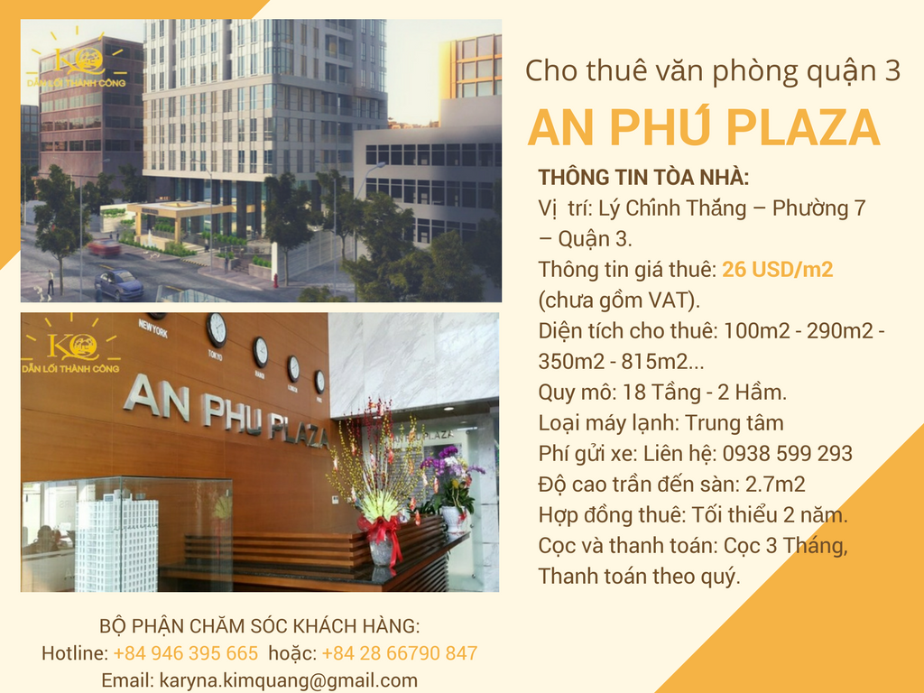 Cho thuê văn phòng quận 3 An Phú Plaza