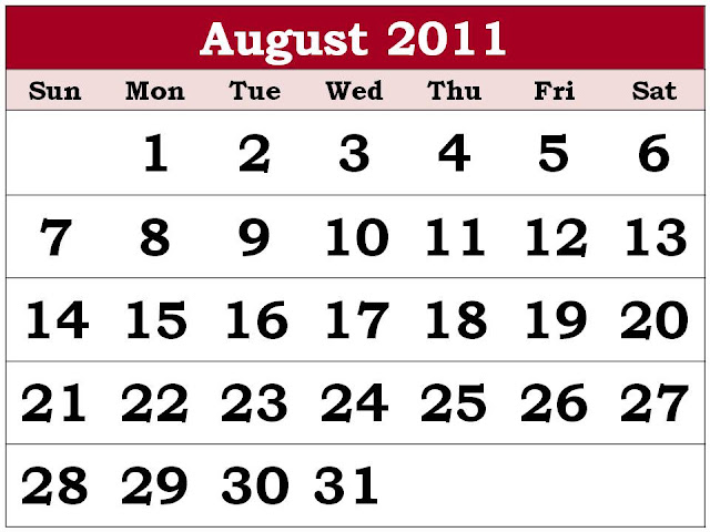 august calendar 2011 printable. Printable Calendar August 2011