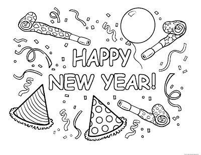 New Year Black And White Coloring Images For Kids