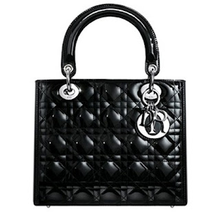 Christian Dior Black Quilted Patent Lady Dior bag