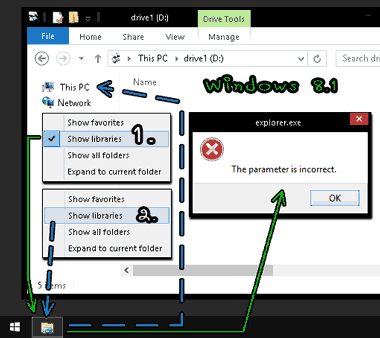 Relation of show or hide libraries in Nav pane and file Explorer on taskbar