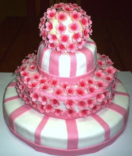 Pink Flowers Fondant Cake Sweet 15 and Sweet 16