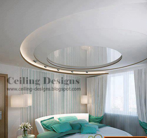 Bedroom on Spiral Bedroom Ceiling Designs From Gypsum With Mirrors And Lights