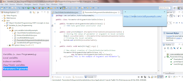 About Parameters Or Arguments Variable In Java Programming With Code Example, Sample And Tutorial