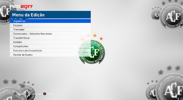 PES 2017 Chapecoense, Barcelona, Real Madrid Edit Menu by MES Modder