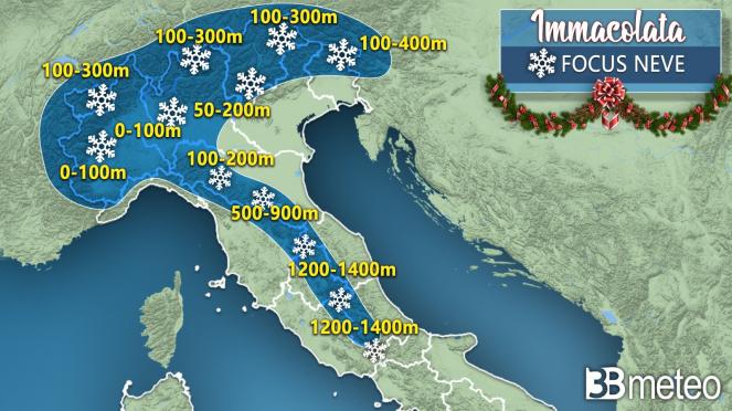 3BMeteo: ''Arriva la neve in pianura per il giorno dell'Immacolata e non solo''