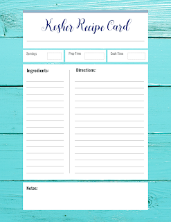 Kosher Recipe Cards - Free Printable Digital Files - Blue Wood Abstract Theme