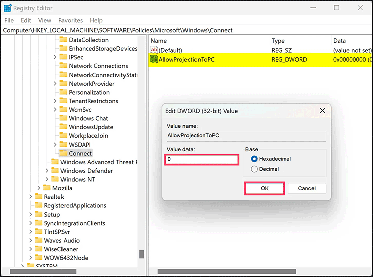 5-Registry-Editor-AllowProjectionToPC