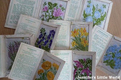 Vintage embroidered silk flower cards from Kensitas