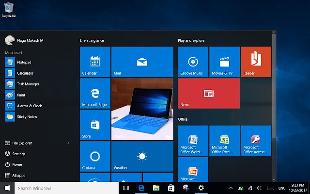 Windows 10 Start Menu