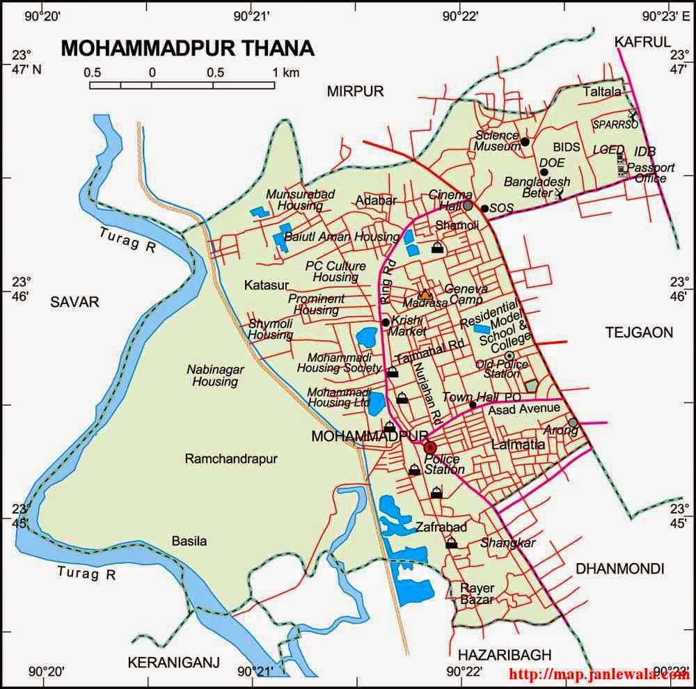 mohammadpur thana dhaka map of bangladesh