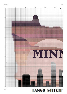 Minnesota state map skyline silhouette cross stitch - Tango Stitch