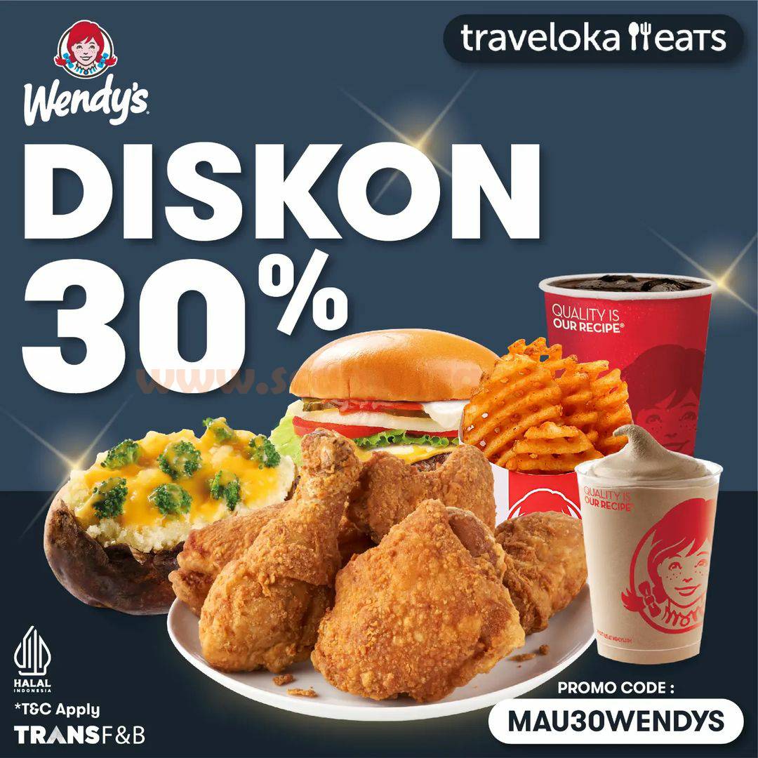 WENDY’S Promo DISKON 30% dengan TRAVELOKA EATS