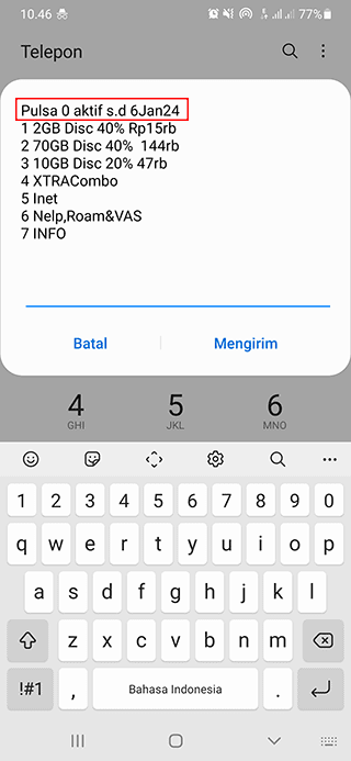 Langkah Kedua Cek Pulsa XL Terbaru