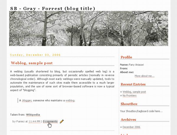 Gray - Forrest Simple Blogger Template