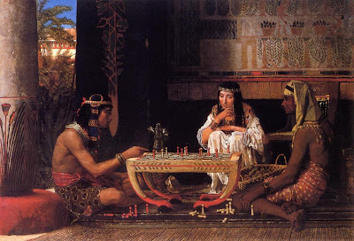 chess painting egyptian chess players