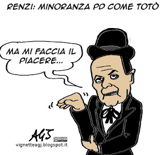 Renzi, minoranza PD, Bersani, Totò, vignetta satira