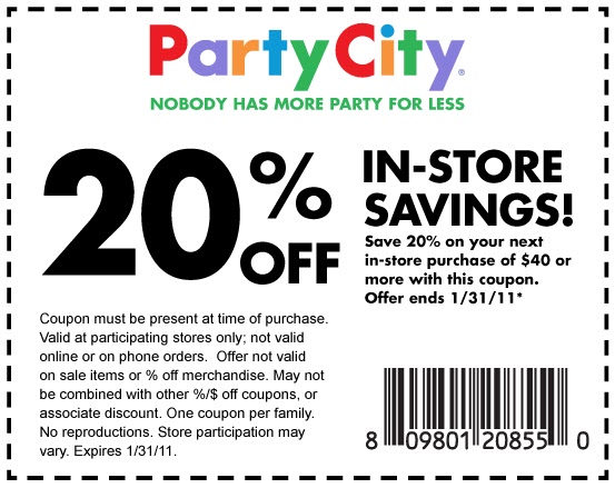 Party City In-Store Printable Coupons & Deals Party City In-Store Printable Coupons & Deals