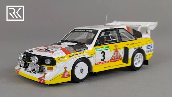 Zdjęcie modelu Spark Audi Sport Quattro S1, Walter Rohrl & Christian Geistdorfer, Rallye de Portugal 1986, edycja limitowana dla Rallye-Fanshop 1 z 300