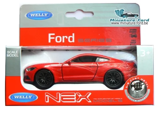 Welly, 2015 Ford Mustange GT,carton gris et rouge