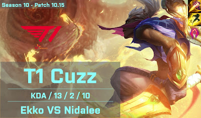 T1 Cuzz Ekko JG vs T1 Oner Nidalee - KR 10.15