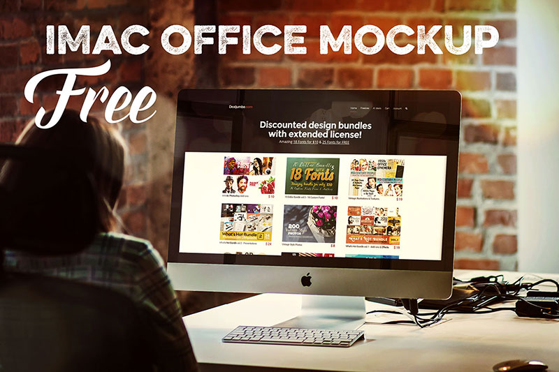 iMac Office Mockup Free PSD
