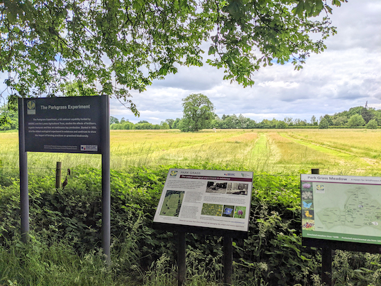 One of the many information boards in Rothamsted Park