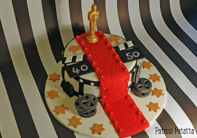 cake design, cinema cake, oscar cake, gumpaste, pâte à sucre, gâteau anniversaire, modelage gumpaste, gumpste modeling, patissi-patatta