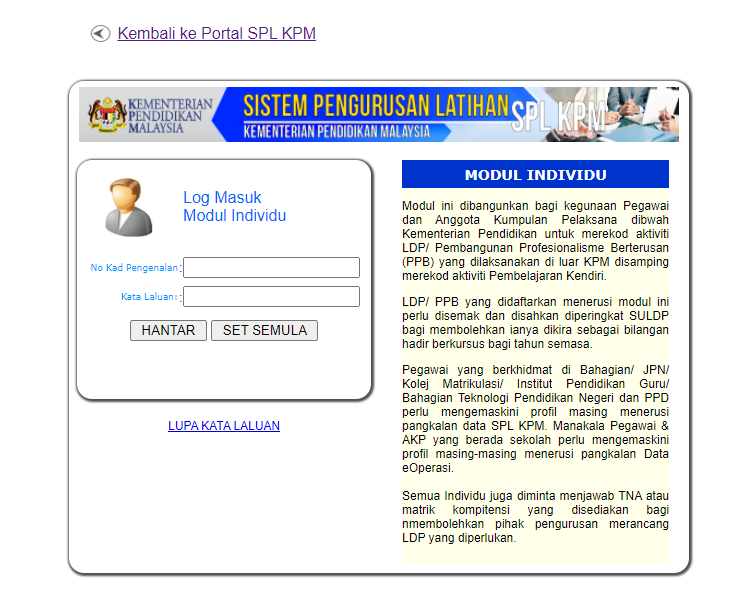 Splkpm Login Individu Cara Mengisi Maklumat Latihan Sesi Pembelajaran Pembelajaran Kendiri Dan Aktiviti Ppb Ciklaili Com