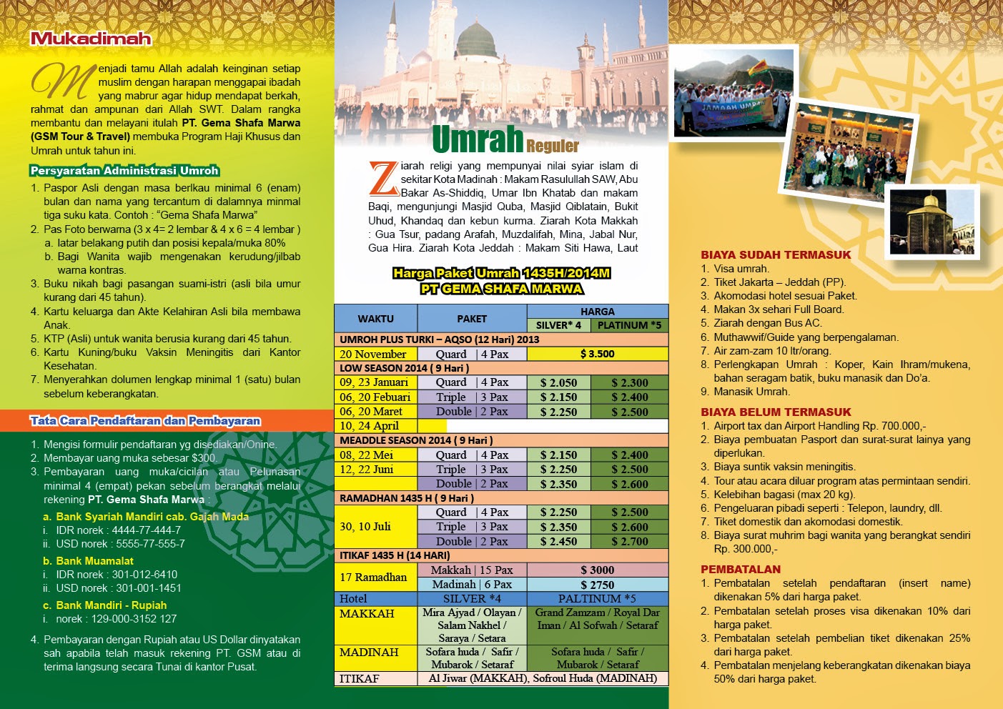 Brosur Haji Plus dan Umroh 2014 PT. Gema Shafa Marwa 