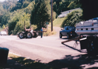 Log Truck on Highway 30 in Rainier, Oregon.