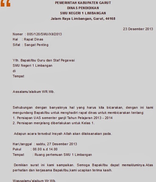 Contoh Formal Letter Surat Resmi Dalam Bahasa Inggris 