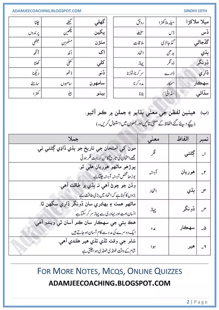 ek-or-ek-gyarah-solved-textbook-exercise-sindhi-10th