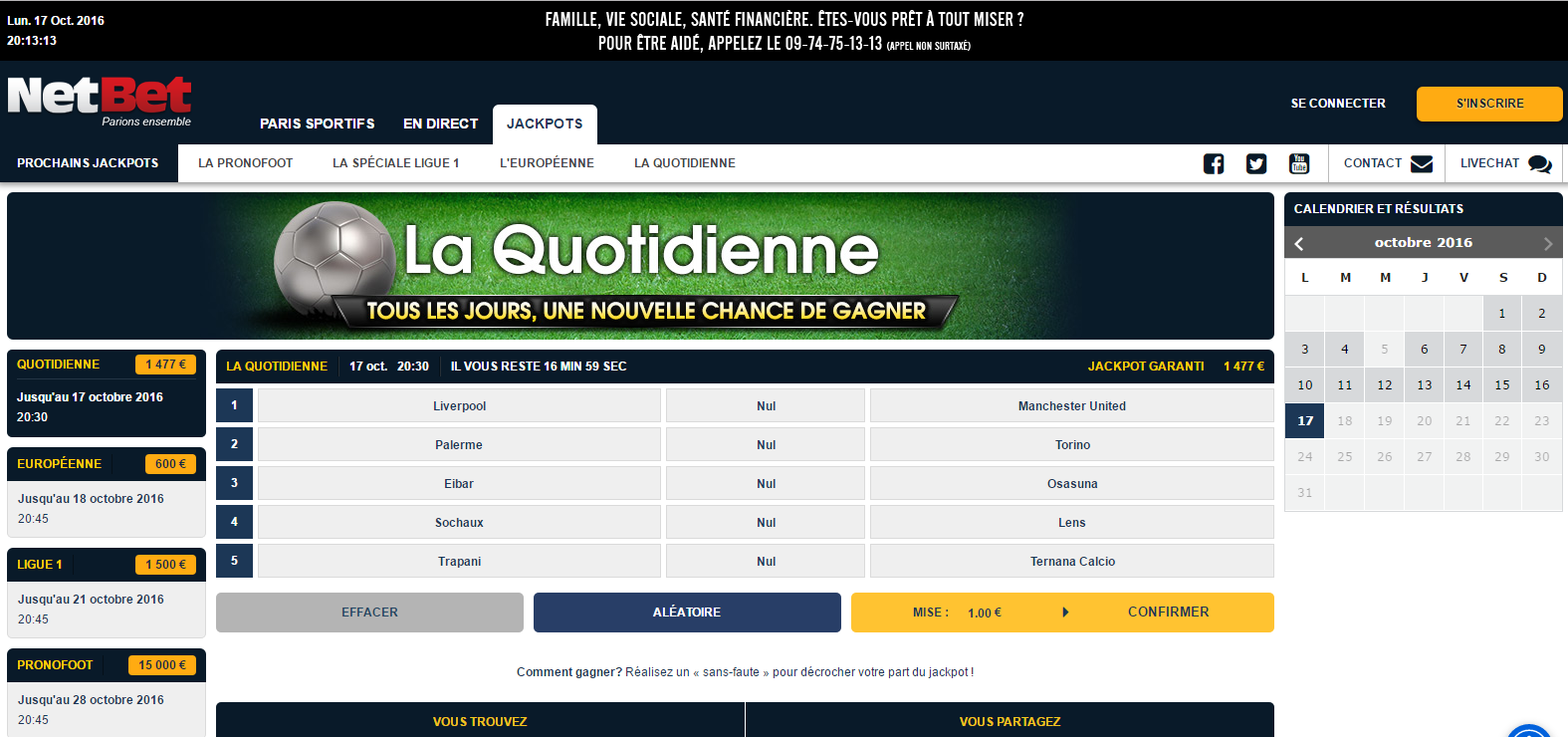 Liste parionssport fdj 1n2 - Loto foot 7&15 - Cote et match - Match du jour