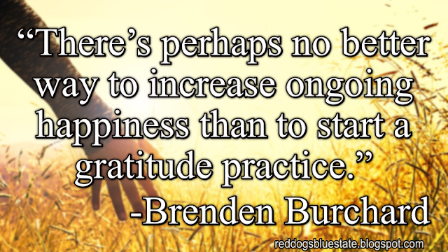 “There’s perhaps no better way to increase ongoing happiness than to start a gratitude practice.” -Brenden Burchard