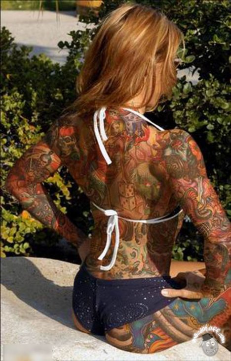 Full tattoo in body design girl sexy