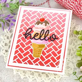 Sunny Studio Stamps: Frilly Frame Dies Two Scoops Hello Word Die Everyday Card by Angelica Conrad