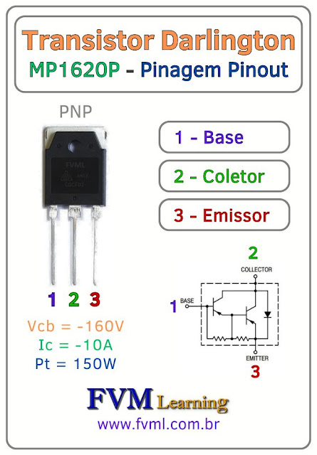 Datasheet-Pinagem-Pinout-transistor-darlington-NPN-MP1620P-Características-Substituição-fvml