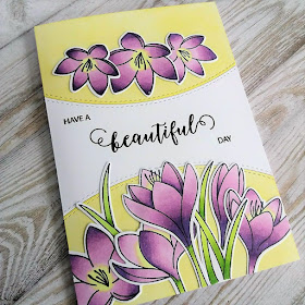 Crocus flowers card with PPP stamps