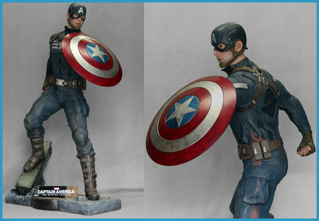 Lifesize Captain America statue Winter Soldier