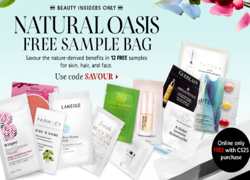 Sephora Free Natural Oasis Sampler Bag Promo Code