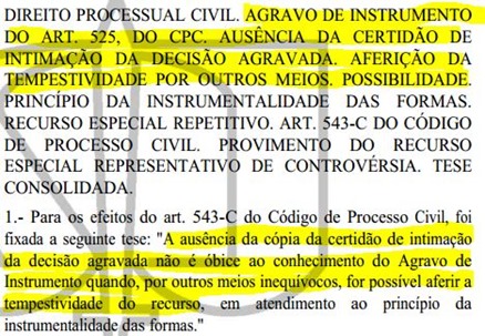 Dispensa da Certidão de Intimação da Decisão Agravada.