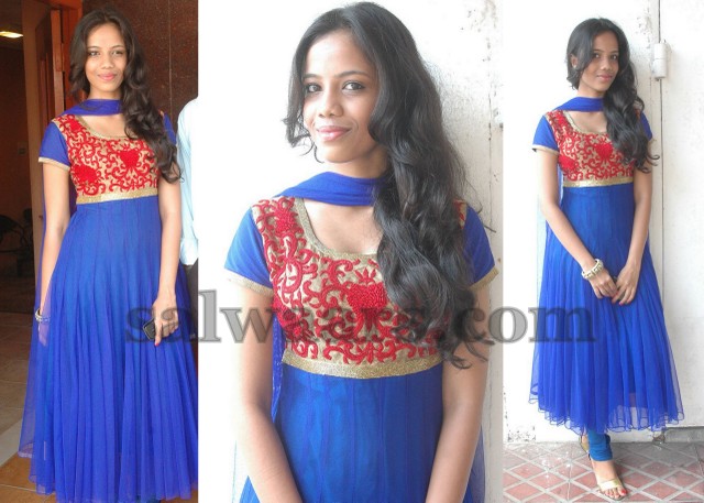 Keerthi in Blue Salwar Kameez