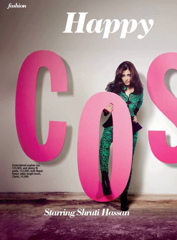 Magazine Photoshoot : Shruti Haasan Photoshot For Cosmopolitan Magazine India January 2014 Issue 