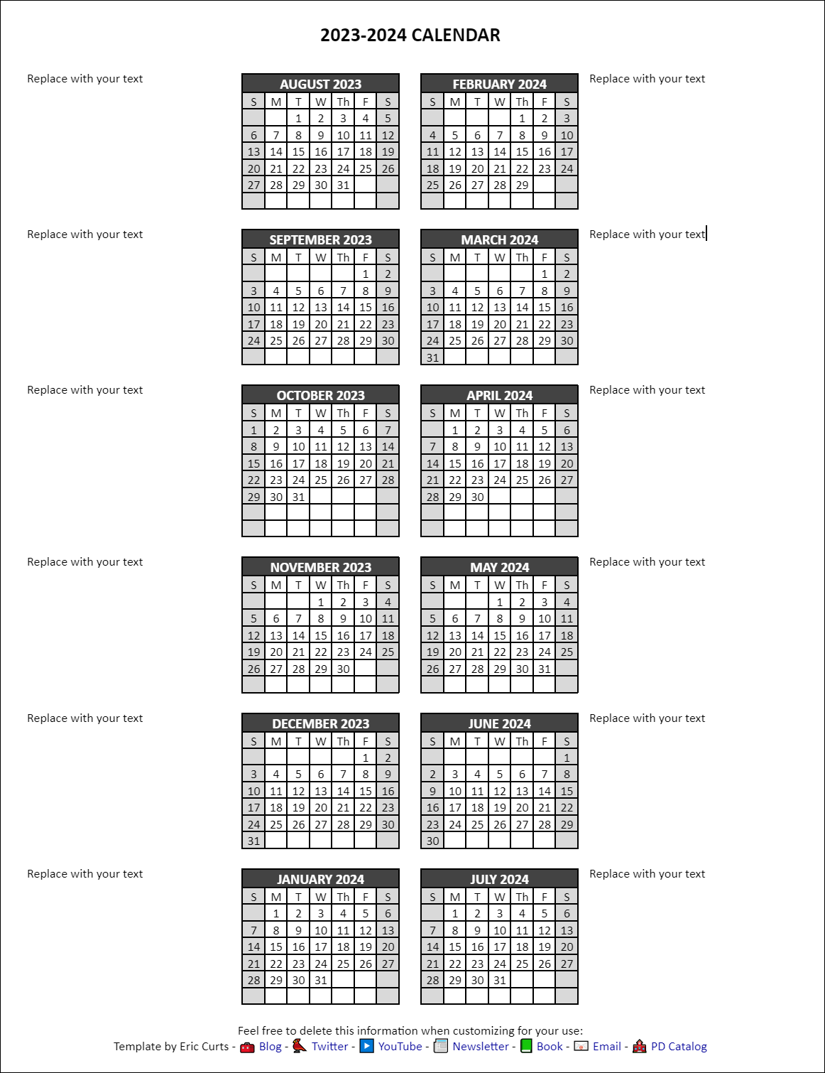 Control Alt Achieve Google Docs Calendar Templates for the 20232024