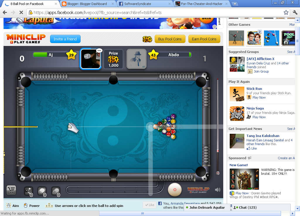 8 ball pool instant win cheat engine