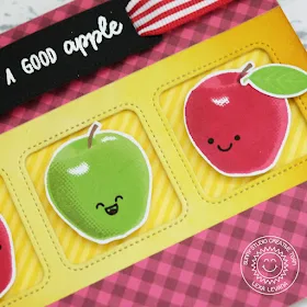 Sunny Studio Stamps: Fruit Cocktail Window Trio Dies Fancy Frame Dies Good Apple Card by Lexa Levana