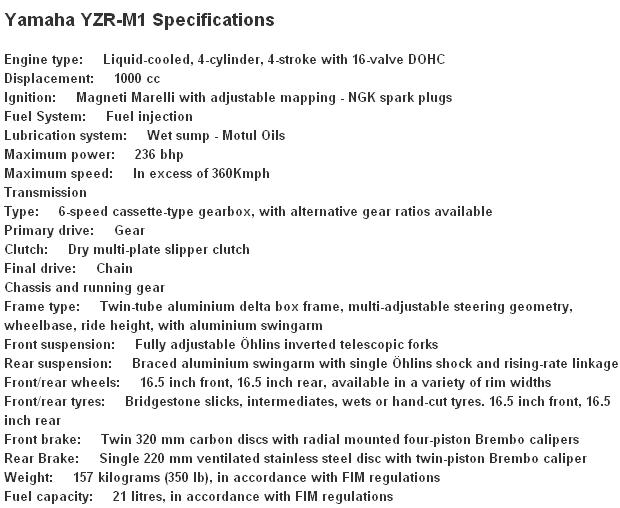 Spesifikasi Motor Yamaha YZR M1 Terbaru Valentino Rossi 2013