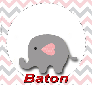 Baby Elephant in Grey and Pink Chevron Free Printable Labels.